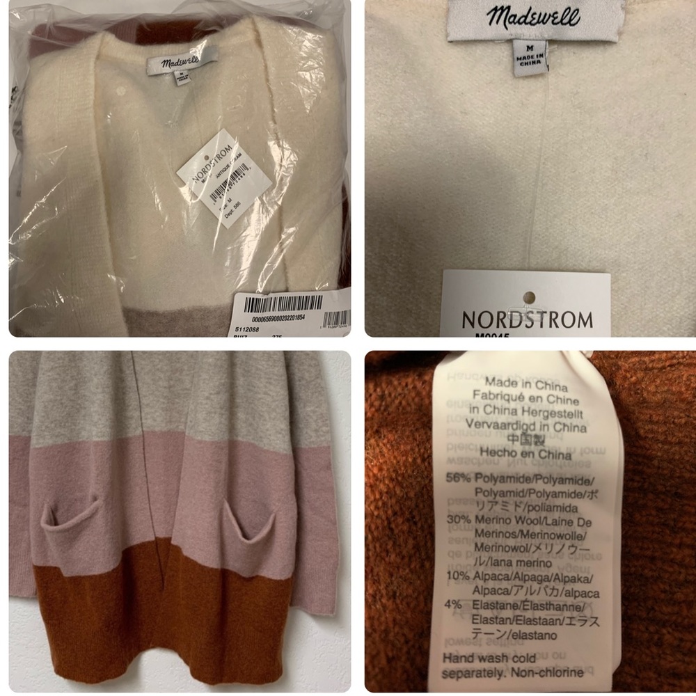 Madewell Ryder Stripe Cardigan Sweater M - Picture 3 of 8